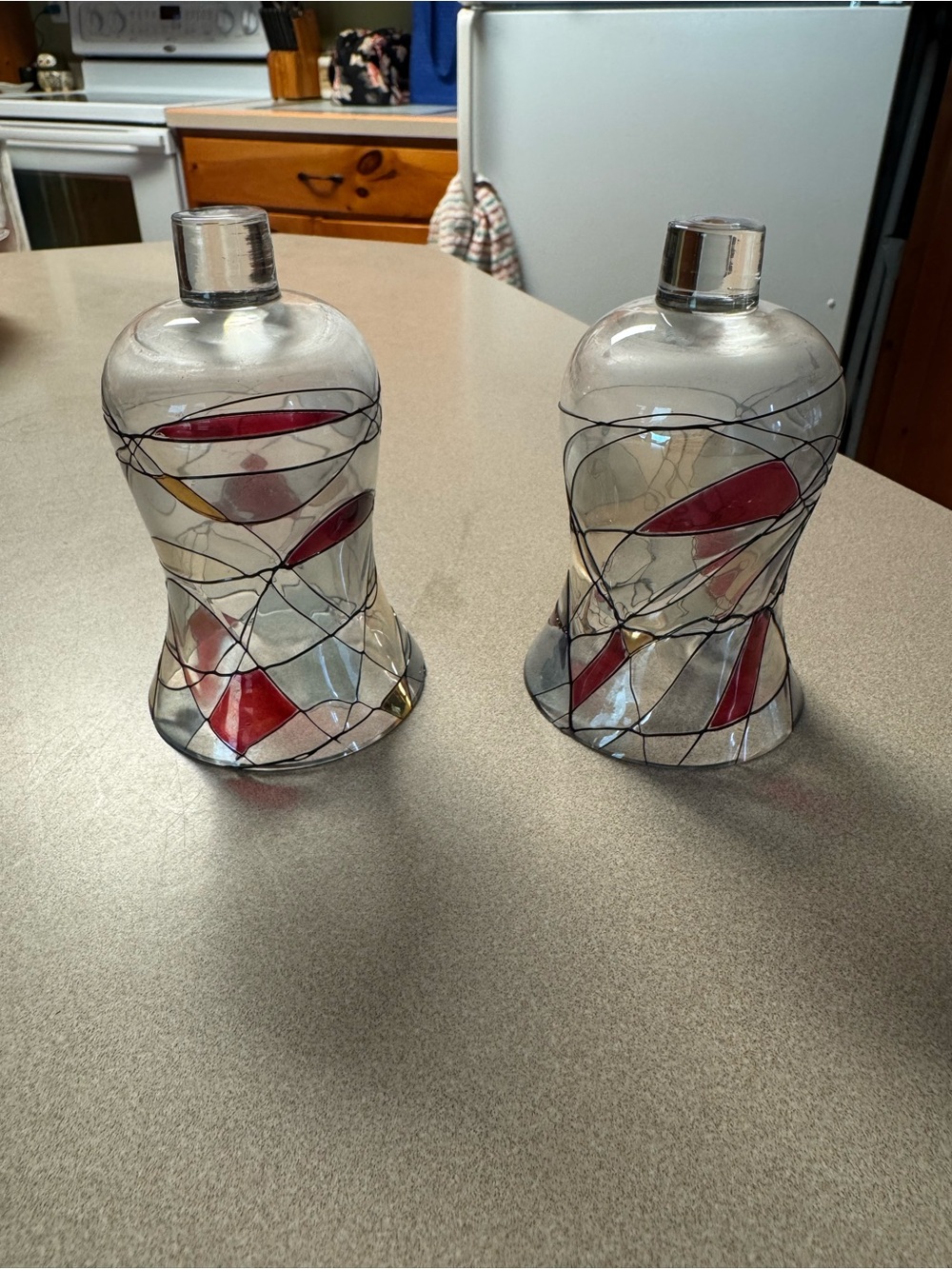 Antique stain glass votives - candle holders